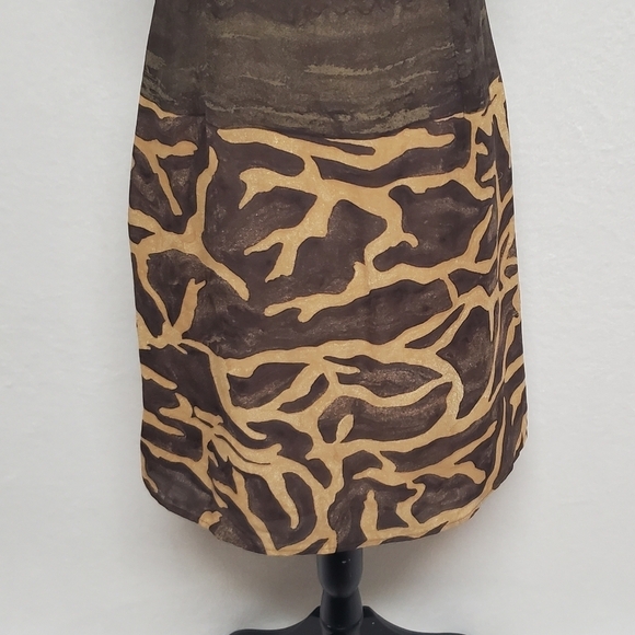 80s Vintage PG Collections Brown Giraffe Print Chiffon Mini Dress Scarf Set 6 - Picture 7 of 16